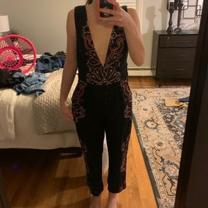 Free people printed black jumpsuit